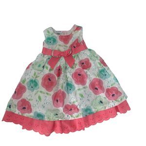 Blueberi Boulevard Pink White Floral Dress Easter Spring Girls Baby 24M